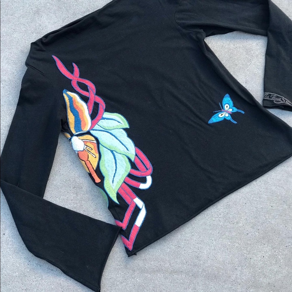 Embroidered Bell Sleeve Top